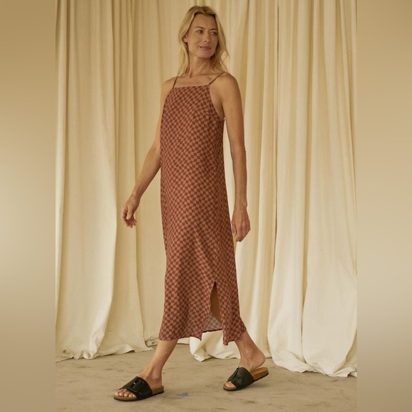 Whimsy + Row Brown Checkered Dress - Picture 1 of 6